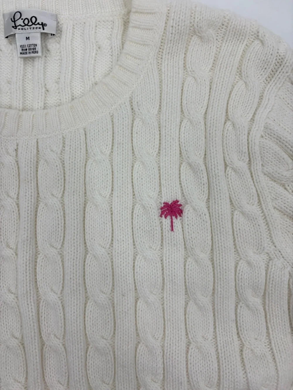 Lilly Pulitzer Sweater Vintage White Cable Knit - Picture 3 of 8